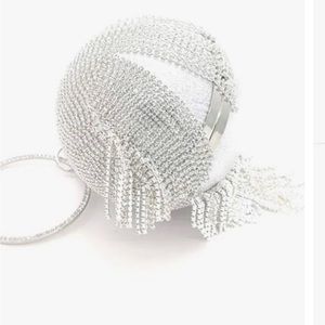 Rhinestone ball wristlet with Crossbody option evening bag